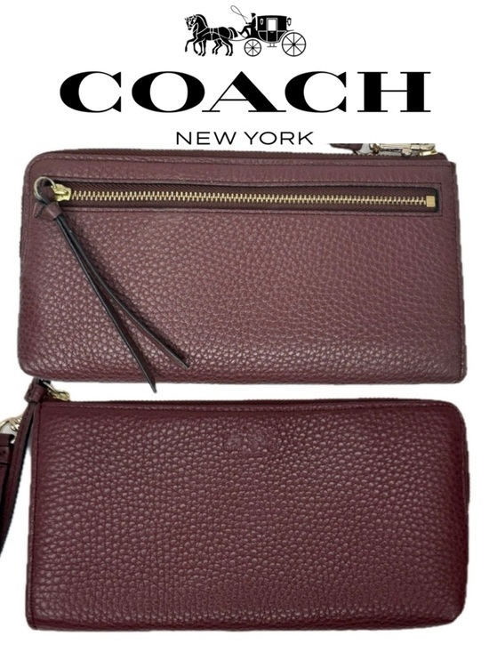 Coach Handbags - Coach Burgundy Oxblood Grain Leather Wristlet Wallet